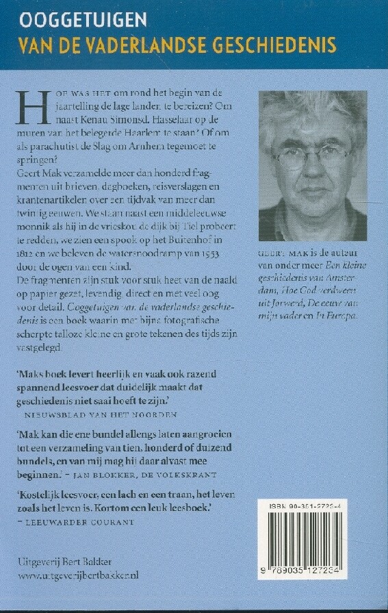 Ooggetuigen van de vaderlandse geschiedenis achterkant