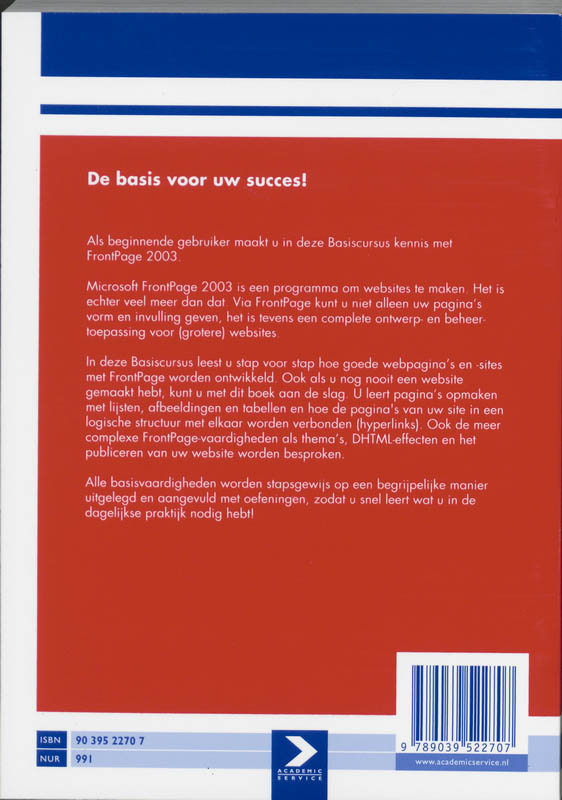 Basiscursus Frontpage 2003 achterkant