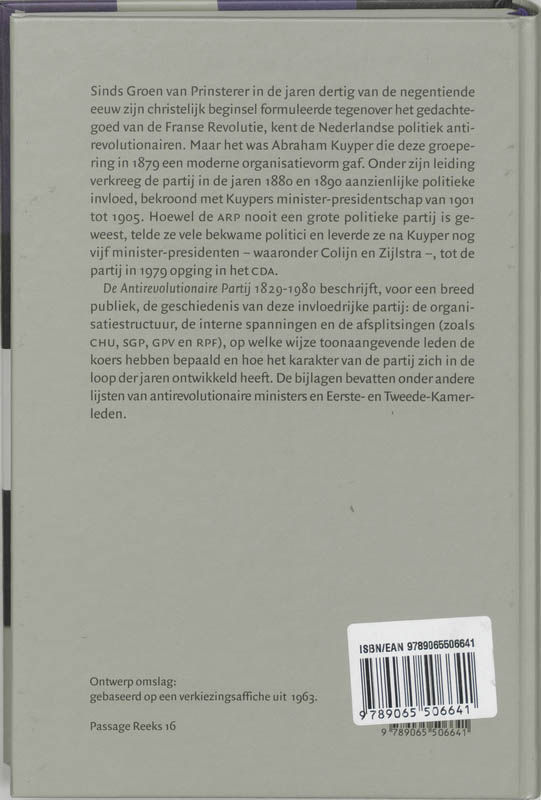 Passage-reeks 16 -   De geschiedenis van de Antirevolutionaire Partij, 1829-1979 achterkant