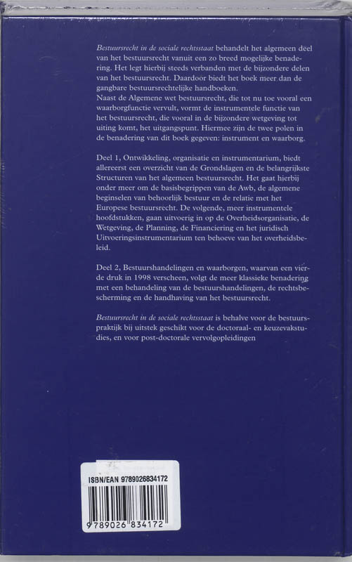 Bestuursrecht In De Sociale Rechtsstaat / 1 Ontwikkeling, Organisatie, Instrumentarium achterkant