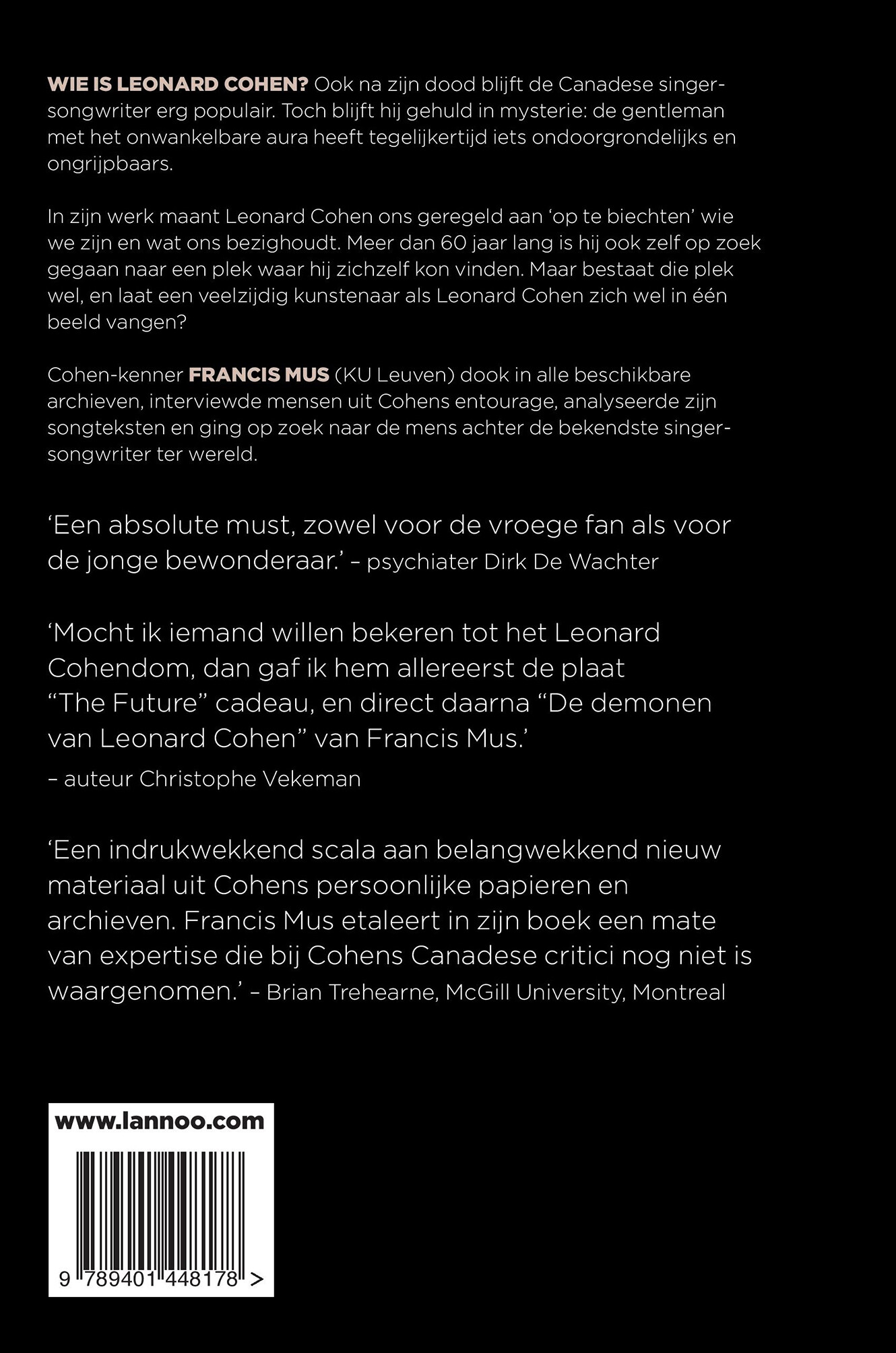 De demonen van Leonard Cohen achterkant