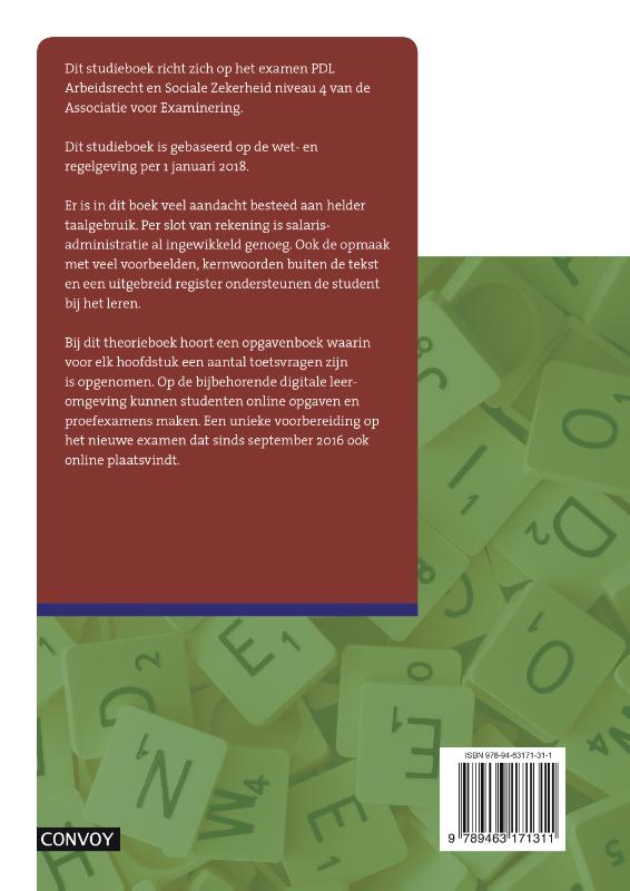 Praktijkdiploma loonadministratie Arbeidsrecht en sociale zekerheid 2018/2019 Theorieboek achterkant