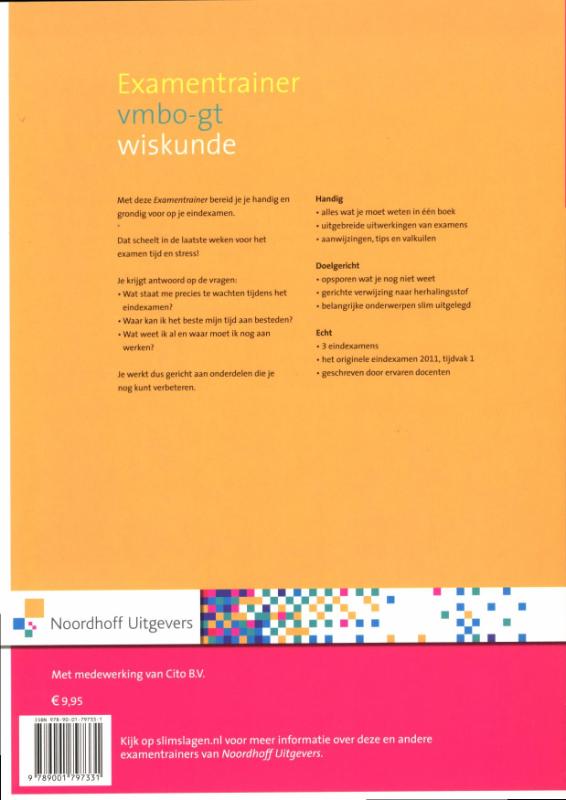 Moderne wiskunde vmbo gt wiskunde CE2012 Examentrainer achterkant