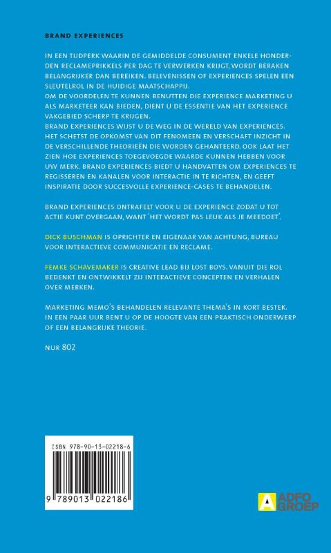 Marketing Memo - Brand Experiences achterkant