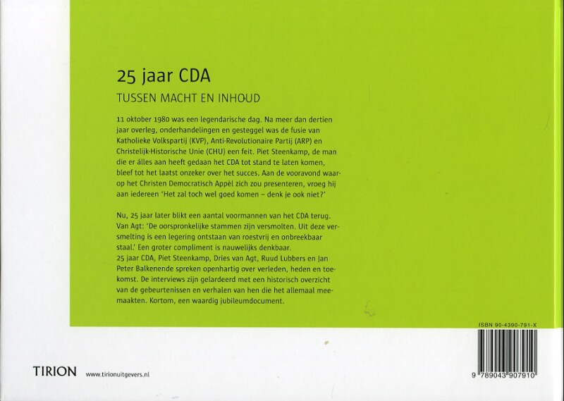 25 Jaar CDA achterkant