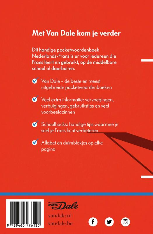 Van Dale pocketwoordenboek Nederlands-Frans / Van Dale pocketwoordenboeken Van Dale pocketwoordenboek Nederlands-Frans / Van Dale pocketwoordenboeken achterkant
