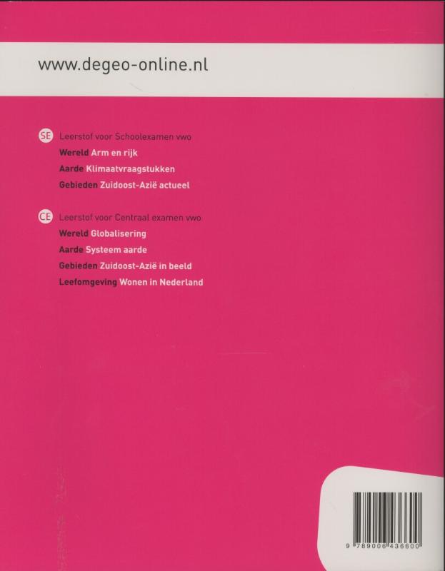 De Geo Aardrijkskunden, Gebieden zuidoost Azie actueel vwo 2de fase studieboek achterkant