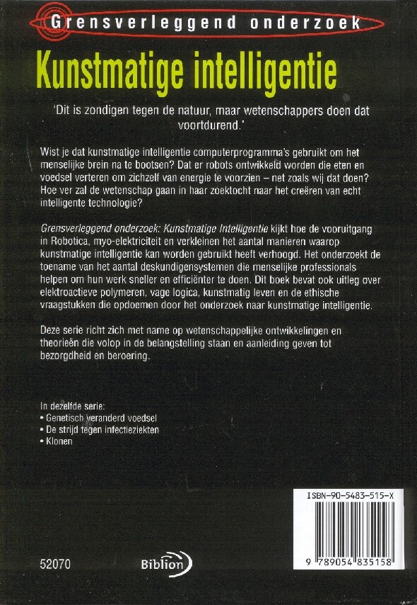 Kunstmatige intelligentie / Grensverleggend onderzoek achterkant