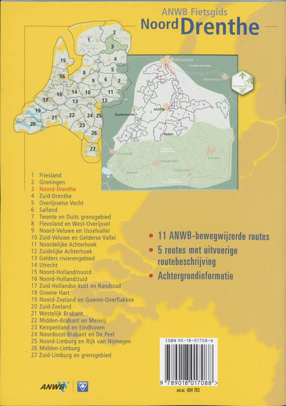 Noord-Drenthe / ANWB wandel- en fietskaart achterkant