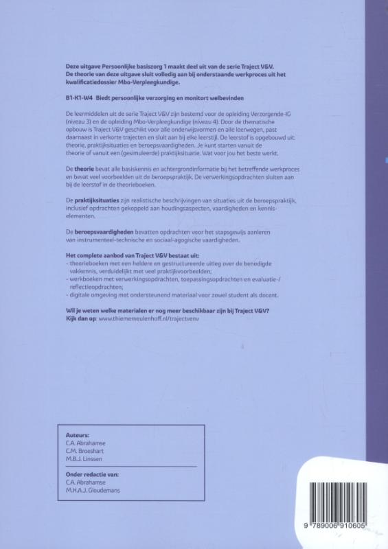 Persoonlijke basiszorg / niveau 4 / Werkboek / Traject V&V achterkant