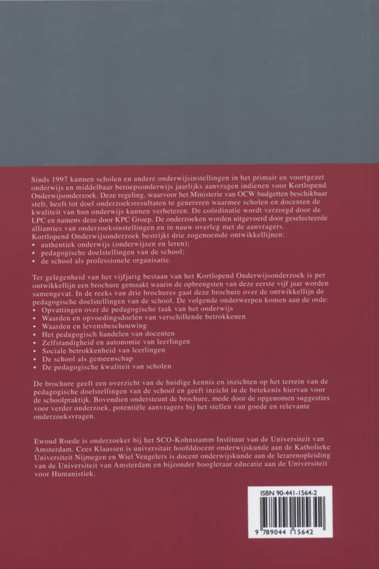 Tussen Wens En Werkelijkheid achterkant