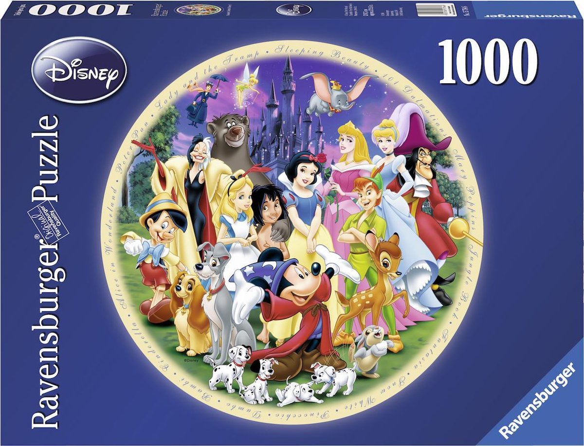 Ravensburger puzzel Wonderful World Disney. Ronde - Legpuzzel - 1000 stukjes