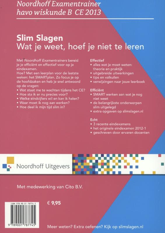 Noordhoff examentrainer / Havo wiskunde B CE 2013 / Slim Slagen achterkant