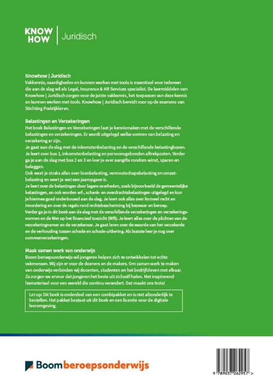 Belastingen en verzekeringen | combipakket / Knowhow Juridisch achterkant