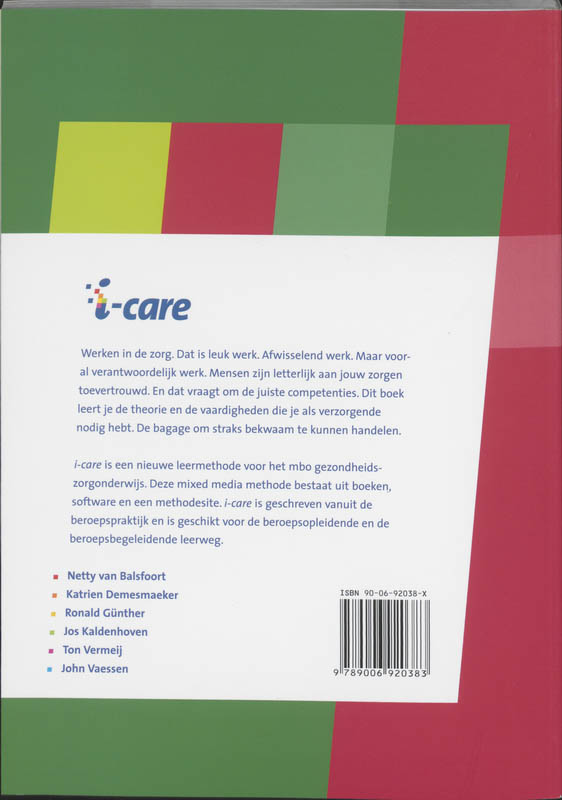 I-Care / 406 Verplegen Van Zorgvragers Voor En Na Eem Chirurgisceh Ingreep, Onderzoek Of Behandeling achterkant