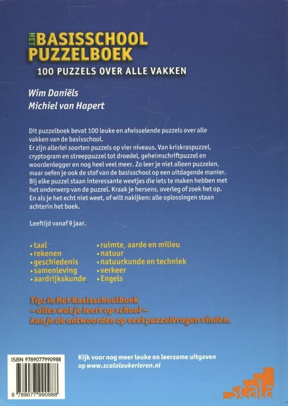 Het basisschool puzzelboek achterkant