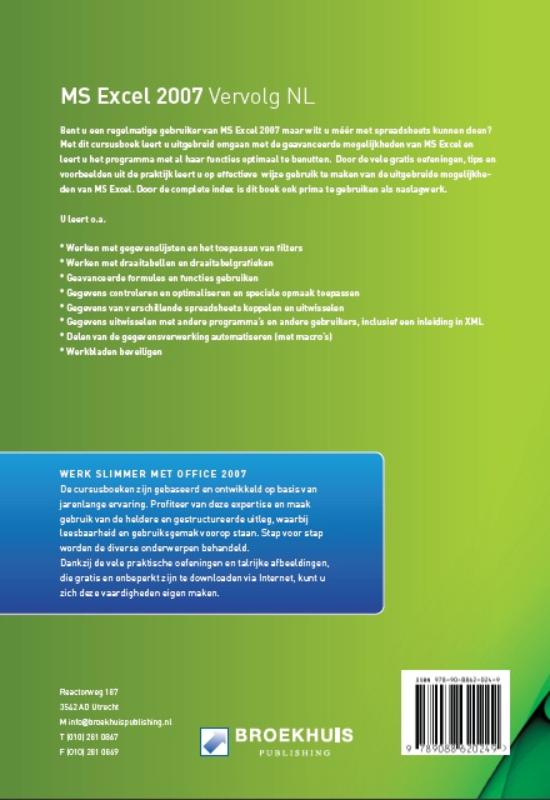 MS EXCEL 2007 VERVOLG NL achterkant
