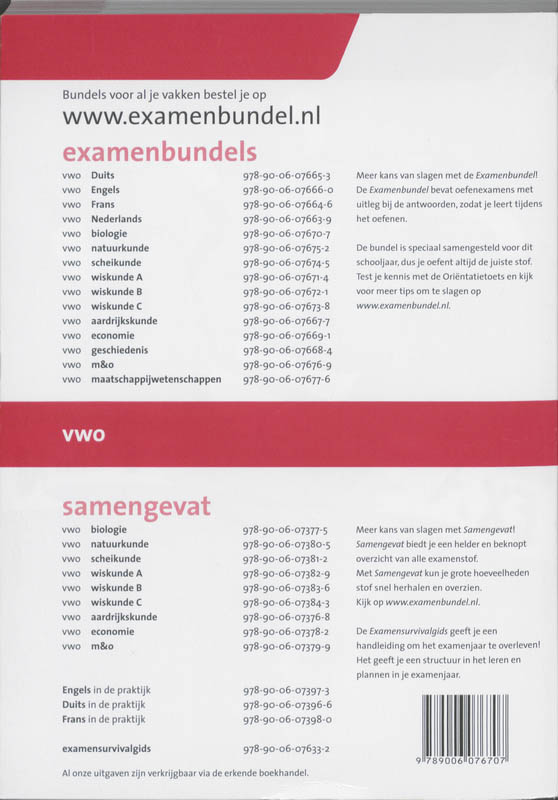 Examenbundel  / Biologie Vwo 2011/2012 achterkant