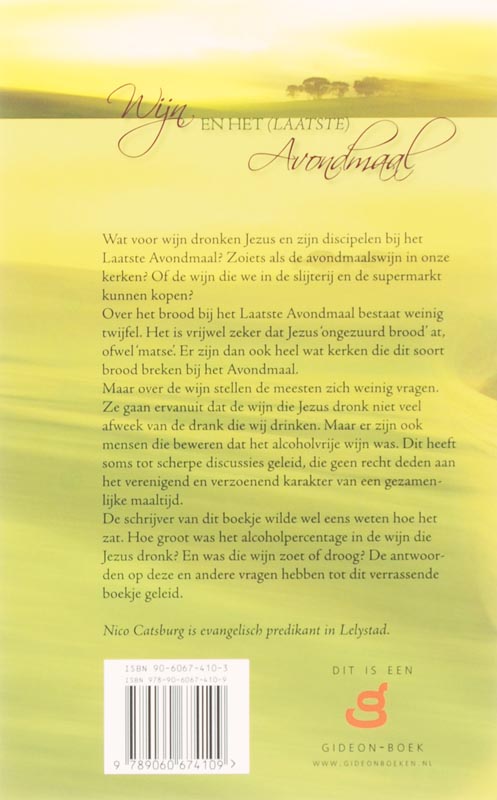 Wijn En Het Laatste Avondmaal Wijn En Het Laatste Avondmaal achterkant