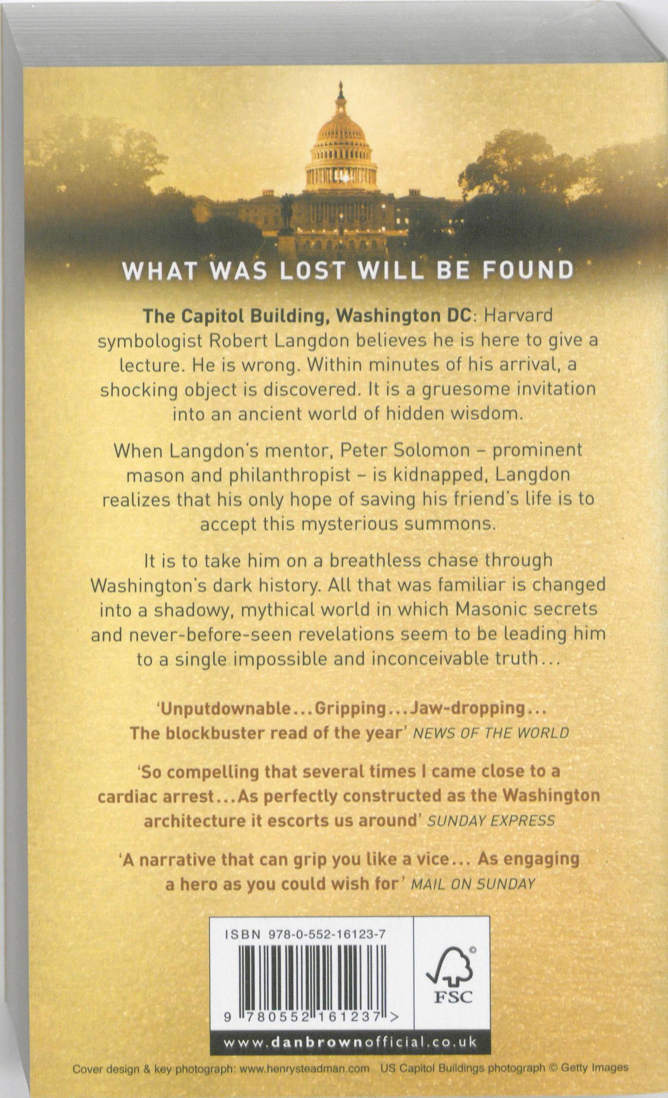 The lost symbol / Robert Langdon / 3 achterkant