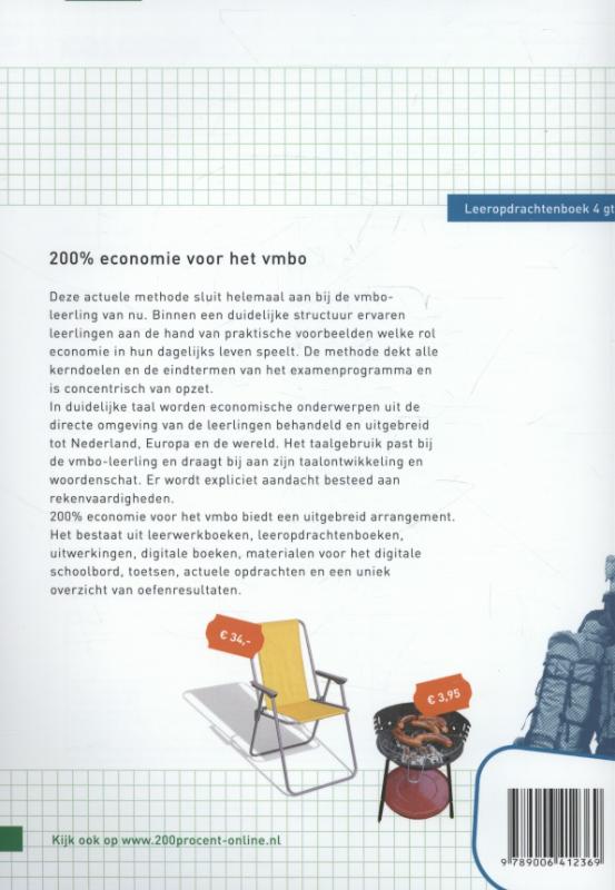 200% Economie voor het vmbo 4 gt Leeropdrachtenboek achterkant