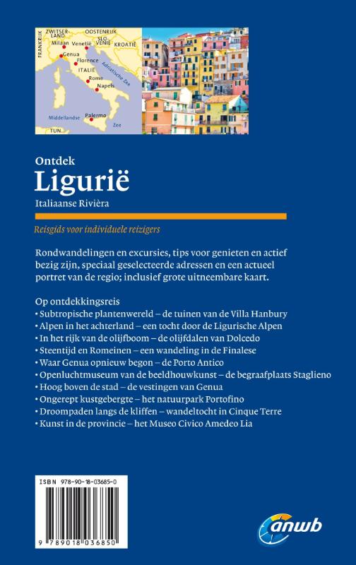 Ligurië ; Italiaanse Riviera / ANWB Ontdek reisgids achterkant