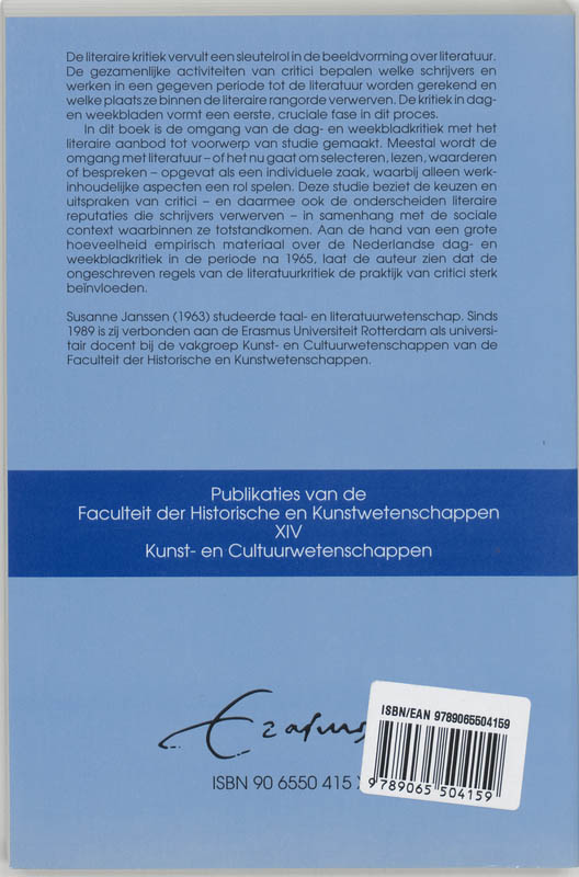 Publikaties van de Faculteit der Historische en Kunstwetenschappen 14 -   In het licht van de kritiek achterkant