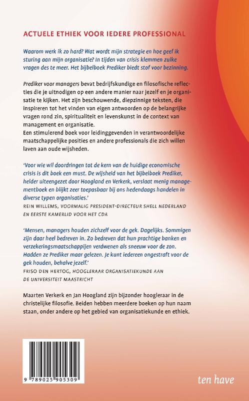 Prediker voor managers achterkant