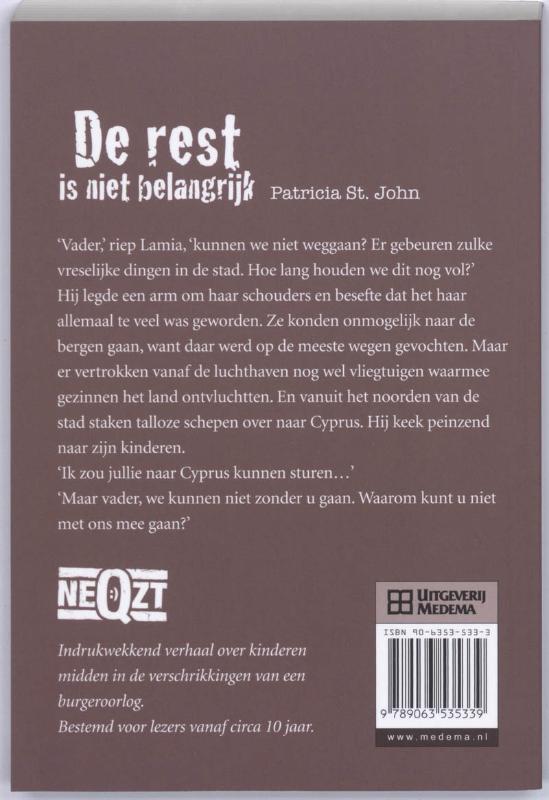 REST IS NIET BELANGRIJK, DE achterkant