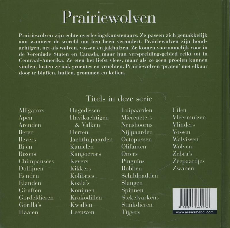Prairiewolven / Dierenfamilies achterkant