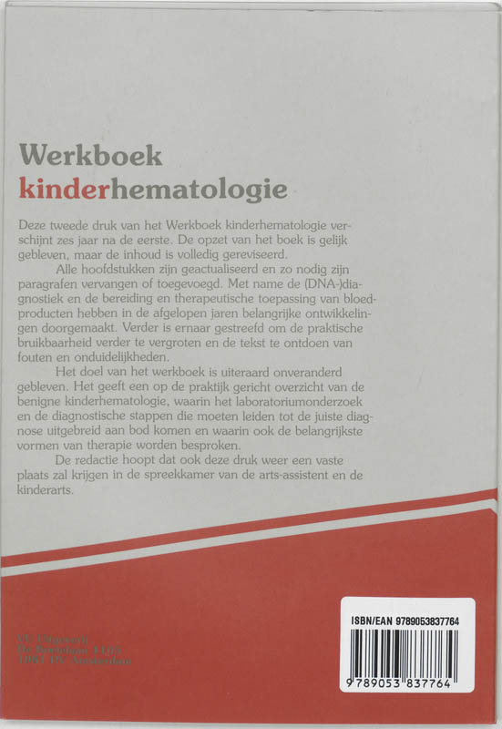 Werkboek kinderhematologie / Werkboeken Kindergeneeskunde achterkant