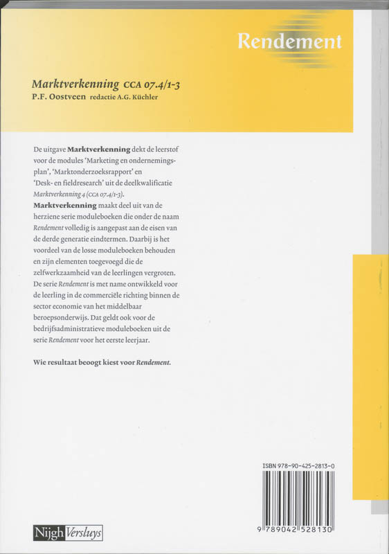 Marktverkenning / CCA 07.4 - modules 1-3 / Rendement achterkant