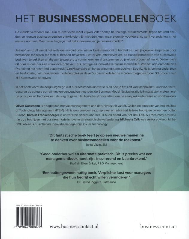 Het businessmodellenboek Het businessmodellenboek achterkant