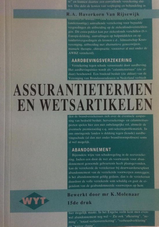 Assurantietermen en wetsartikelen