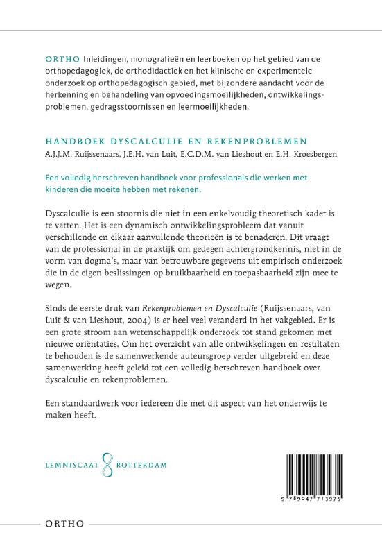 Handboek dyscalculie en rekenproblemen / Ortho achterkant