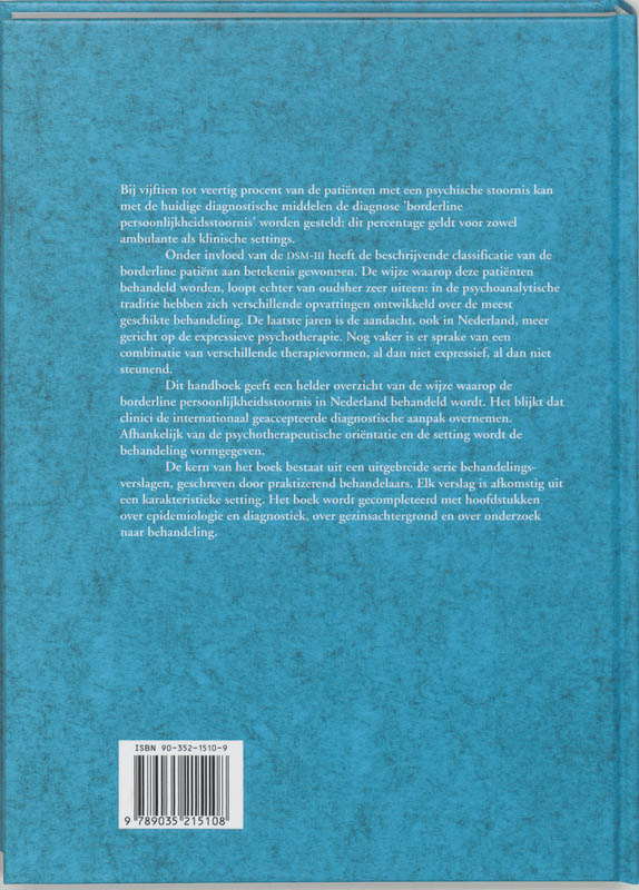 Handboek voor de behandeling van borderline patienten achterkant