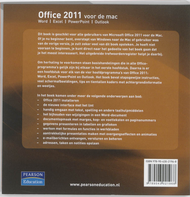 Office 2011 voor de mac achterkant