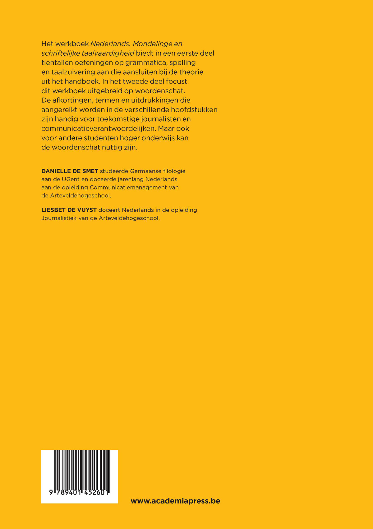 Werkboek Nederlands: Mondelinge en schriftelijke taalvaardigheid achterkant