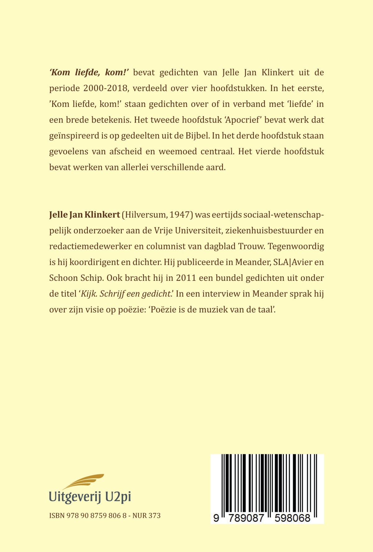 Kom liefde, kom! achterkant
