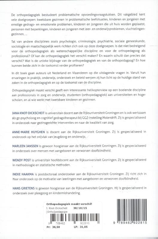 Orthopedagogiek maakt verschil! achterkant