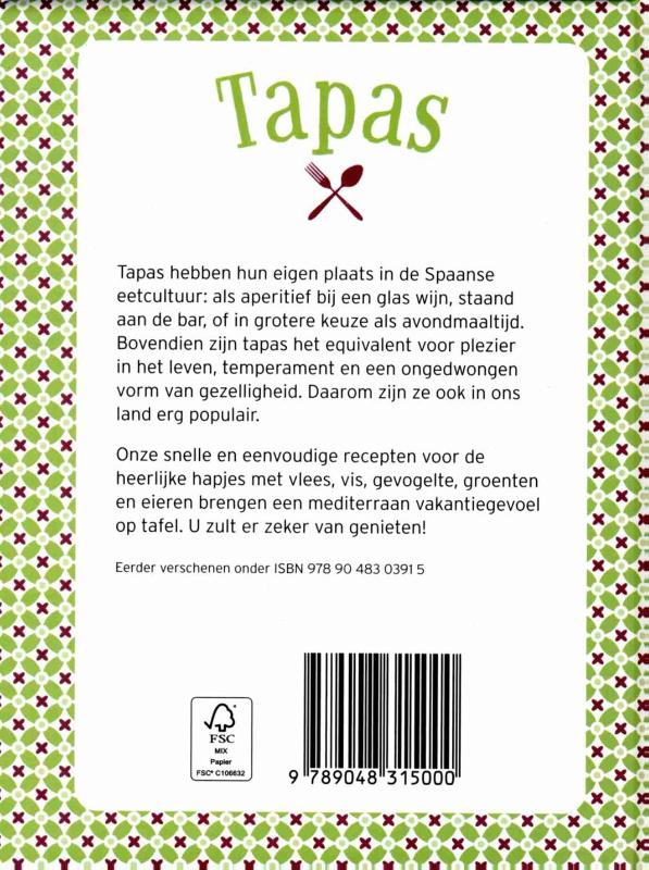 Tapas / Mini Kookboekje achterkant