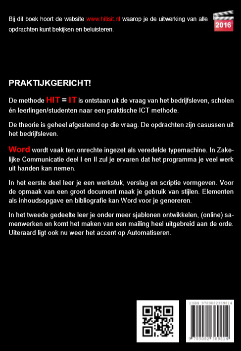 HIT = Word 2016 / HIT = IT HIT = Word 2016 / HIT = IT achterkant