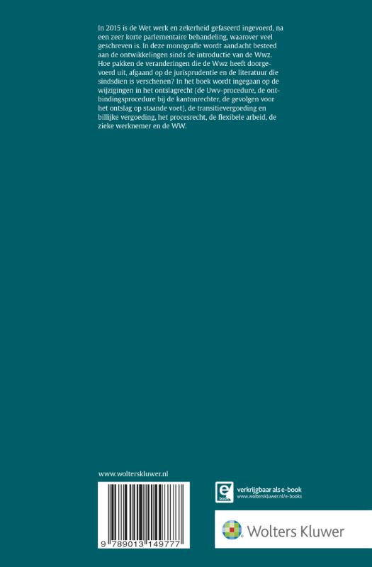 De Wet werk en zekerheid / Monografieen sociaal recht / 72 achterkant