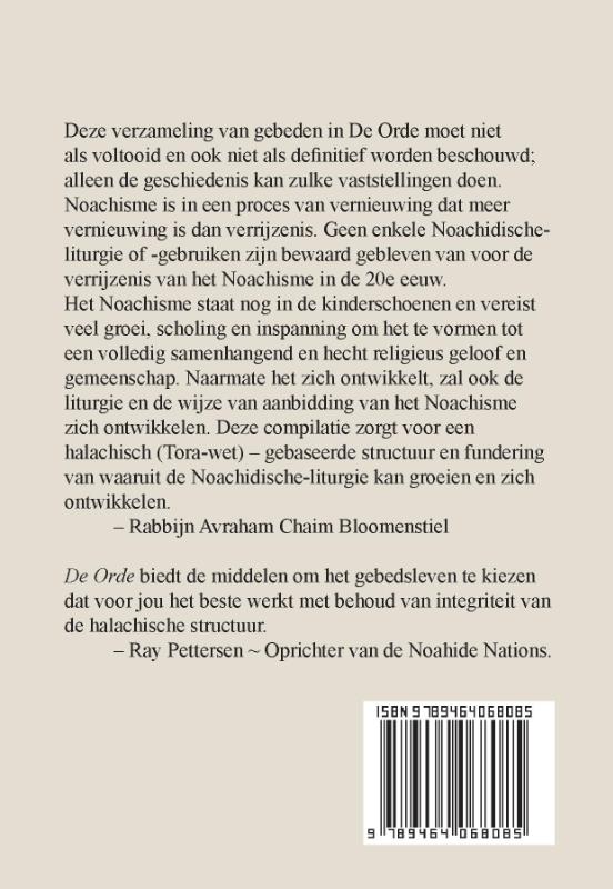 De Orde; Een Noachidische Siddoer achterkant