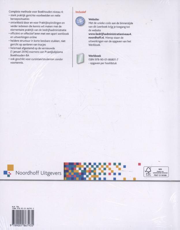 Elementaire praktijk van de Bedrijfsadministratie niveau 4 PDB achterkant