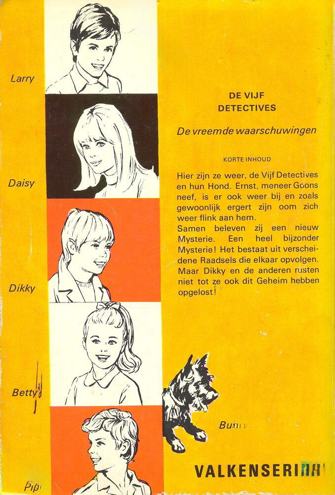 De vreemde waarschuwingen / De vijf detectives achterkant