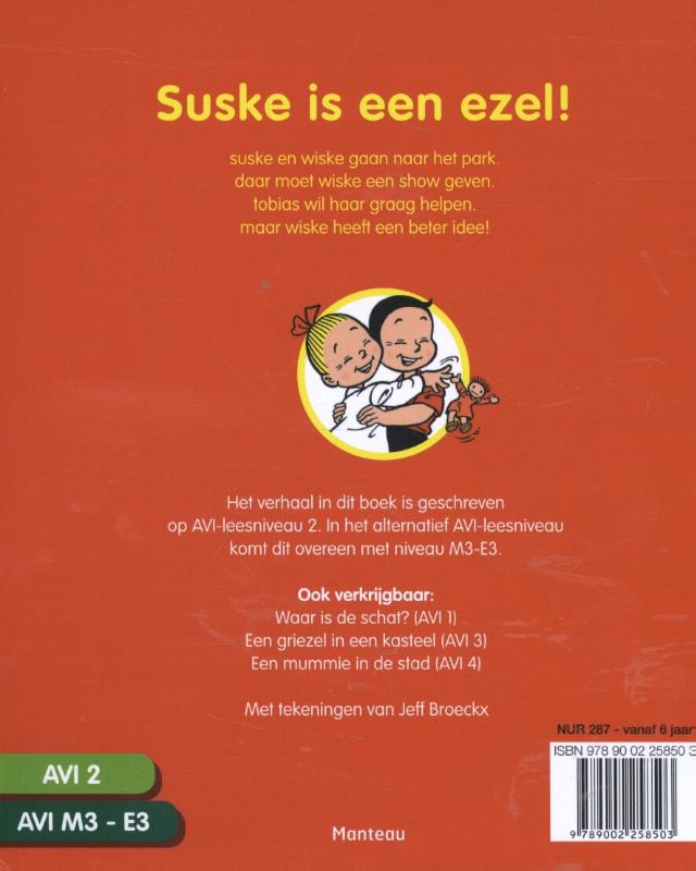 Suske en Wiske Suske is een ezel! / AVI 2 M3-E3 / Junior Suske en Wiske achterkant