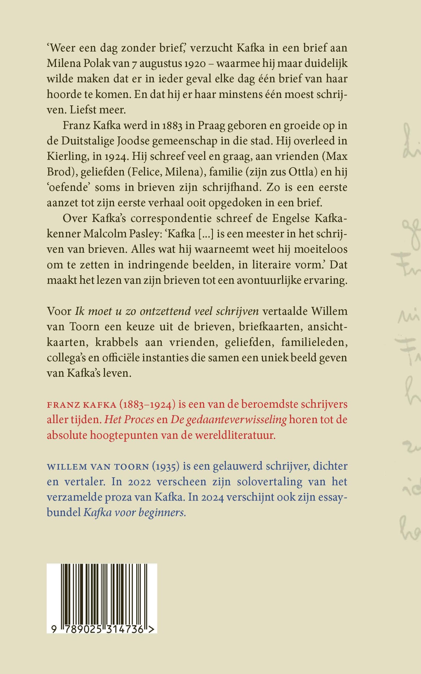 Ik moet u zo ontzettend veel schrijven achterkant