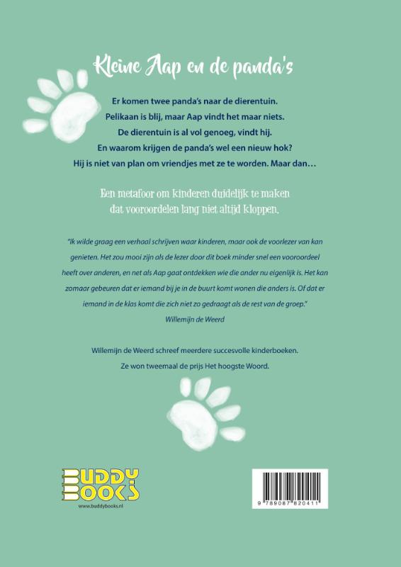 Kleine aap en de panda's achterkant