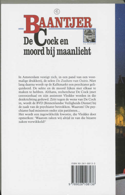 De Cock en moord bij maanlicht / Baantjer / 45 achterkant